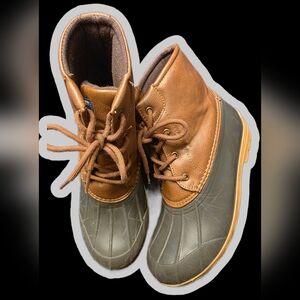 Brown and Green Kids Boots